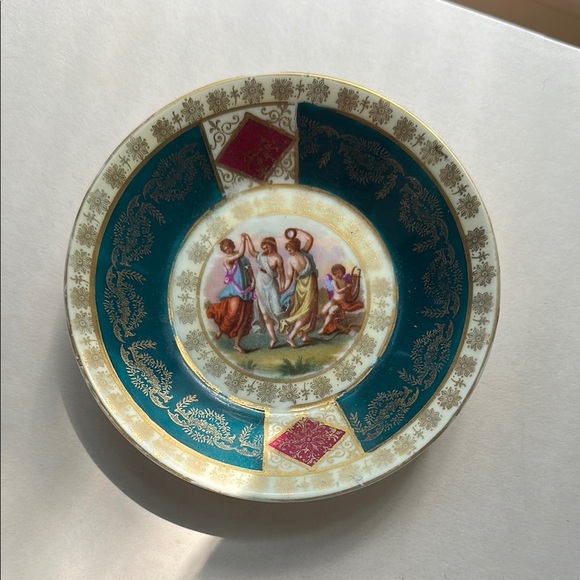 Royal Vienna Other - Royal Vienna China Ring Dish Elegant Decorative Plate with Gold and Teal Accents